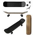 Sports Equipment Skateboard With Wooden Deck Black Grip Tape Wheels And Metal Trucks
