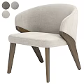 Modern Leisure Accent Chair With Beige Fabric Upholstery Curved Arms And Wooden Legs