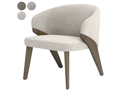 Modern Leisure Accent Chair With Beige Fabric Upholstery Curved Arms And Wooden Legs 3d model