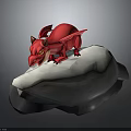Vibrant Red Dragon Perched On White Stone With Sharp Claws And Horns 3d model