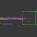 Swing Door In Cartoon House Model With Blue Pink Building Staircase And Windows