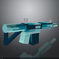 Turquoise Blue Low Poly Rifle with Modern Geometric Design Glossy Finish on Dark Background