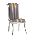 Elegant Upholstered Dining Chair With Striped Fabric Seat And Silver Metal Frame