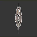 Detailed Sailboat Model With Two Masts White Sails Green And Red Hull On Reflective Surface