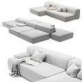 Gray Fabric Modular Sectional Sofa With Versatile Seating Design For Living Room 3d model