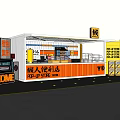 Modern Container Building Retail Store With Palm Trees And Welcome Sign Outdoor