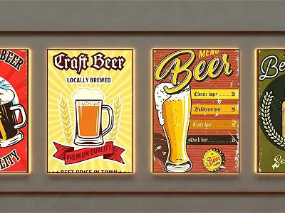 Vintage Lightbox Display With Craft Beer Menu And Beer Glass Designs 3d model