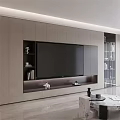 Modern Built in TV Cabinet With Storage Shelves And Decorative Items
