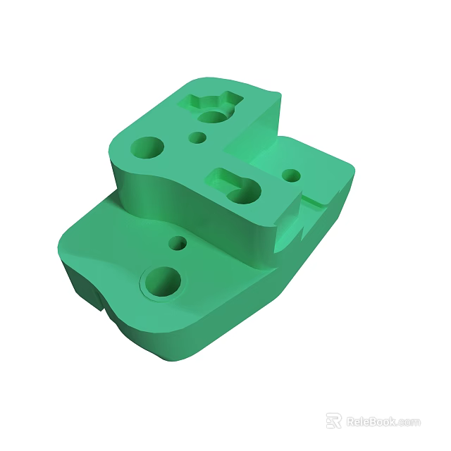 Green 3D printed mechanical part with multiple holes and solid structure 3d model 