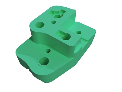 Green 3D printed mechanical part with multiple holes and solid structure 3d model