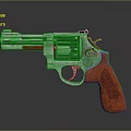 Classic Revolver With Silver Metal Body And Orange Textured Grip Design