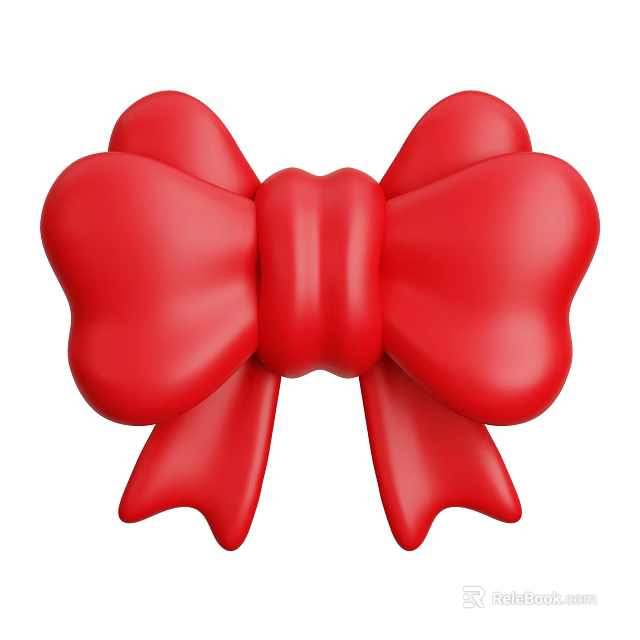 Elegant Red Bow Decorative Ornament Set for Home Decor 3d model