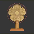 Portable Electric Fan With Red Frame Yellow Blades And Orange Base For Home Use