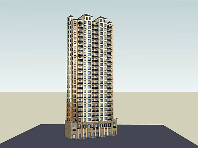 Modern High Rise Apartment Building Exterior With Windows And Facade Design 3d model