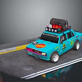 Stylish Blue Modified Racing Car With Roof Storage And Number 25 Decal