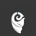 White Spiral Leaf Shaped Pendant With Blue Cord Clothing Fashion Accessory