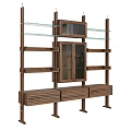 Modern Wooden Bookcase With Glass Shelves Glass Door Cabinet And Drawers