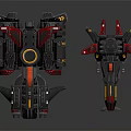 Cosmic Spacecraft Design With Red Wings Black Body And Thrusters For Exploration 3d model