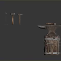 Blacksmith Hardware Tools Including Anvil Pincers And Hammers On 3d model