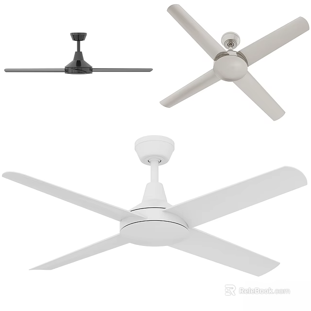 Black And White Ceiling Fans As Daily Use Home Appliances With Modern Design 3d model 