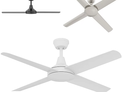 Black And White Ceiling Fans As Daily Use Home Appliances With Modern Design 3d model