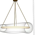 Modern Irregular Oval Transparent Glass Chandelier With Metal Frame And Soft Lighting
