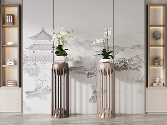 New Chinese-style Flower Rack 3d model