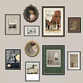 Eclectic Framed Art Collection On White Wall With Mixed Styles And Shapes