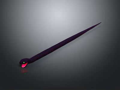 Black Reptile Snake with Red Tongue on Gray Background 3D Render 3d model