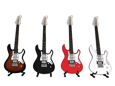 Stylish Electric Guitars In Multiple Colors For Music Lovers And Performers 3d model