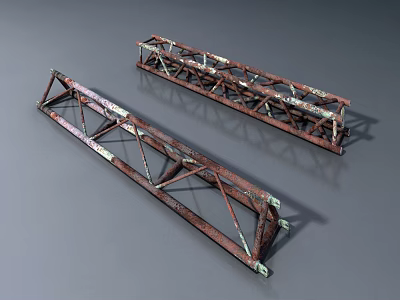 Two Rusty Metal Truss Structures With Industrial Weathered Frame Design 3d model