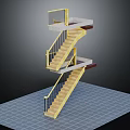 Modern Unique Staircase Design With Yellow Steps Black Railings And White Platforms 3d model