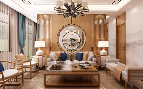 New Chinese Living Room 3d model