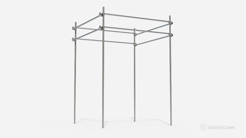 Metal Scaffolding Frame Structure With Vertical Poles And Cross Bars For Construction Support 3d model