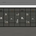 Modern Glass Door Bookcase with Built in LED Lighting and Decorative Items