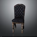 Luxurious Tufted Chair With Deep Blue Upholstery And Ornate Carved Wooden Legs