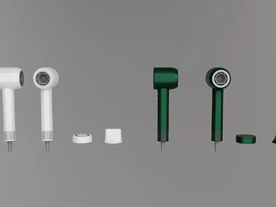Modern Hair Dryers With Different Colors And Detachable Parts For Daily Use 3d model