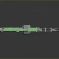 Futuristic Sci Fi Weapon With Green Blue Accents Metallic Structure Grip And Barrel Design