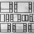 Various Modern Window Frames With Black Design And Different Sizes For Interior Exterior 3d model