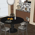 Middle-style dining tables and chairs 3d model