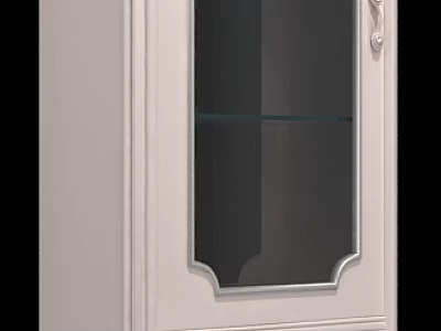 Elegant White Cabinet With Glass Door Shelves And Decorative Floral Motifs Legs 3d model