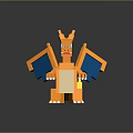 Game Movie Character Orange Dragon Block Style Figure With Yellow Horns Blue Wings White Claws