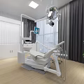 Modern Dental Clinic Interior With Dental Chair Medical Monitor And Green Plant