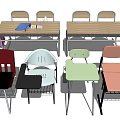 Various Style Desks With Colorful Chairs And Wooden Tops For Study Space