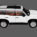 Toyota White Off Road SUV With Roof Rack Distinctive Grille And Orange Seats