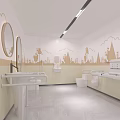 Modern Warm Child Friendly Accessible Public Toilet With Cute Wooden Cartoon Wall Murals For Families