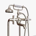 Vintage White Porcelain Bathtub With Brass Claw Feet And Classic Faucet Side Table
