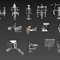Sports Fitness Equipment Collection Including Strength Training Machines Weight Benches And Barbells