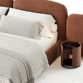 Modern Minimalist Double Bed Designs With Soft Headboard Cozy Bedding And Wooden Side Tables