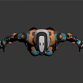 Futuristic Armored Character With Mechanical Helmet And Full Body Tech Armor